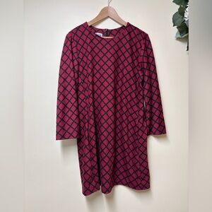 NOM Maternity Plaid Cranberry & Black Flowy Shift Tunic Top with pockets - Large